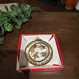 Nation’s Treasures CALIFORNIA Seasons Greetings 24K Gold Finish Brass Ornament